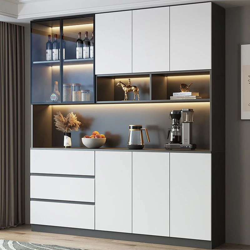 【弹按拉手】家用收纳柜实木落地酒柜客厅餐厅置物多功能轻奢储物柜