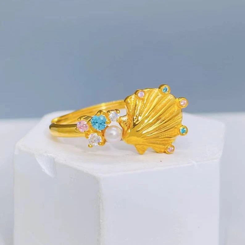 【520惊喜派送】璀璨夏日--足金999黄金镶嵌戒指4.48-4.4克净金重活