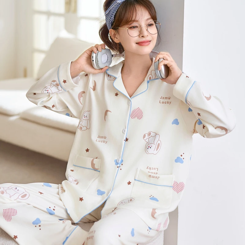 睡衣女春秋新款2025年女士高级感可爱卡通可外穿大码家居服两件套