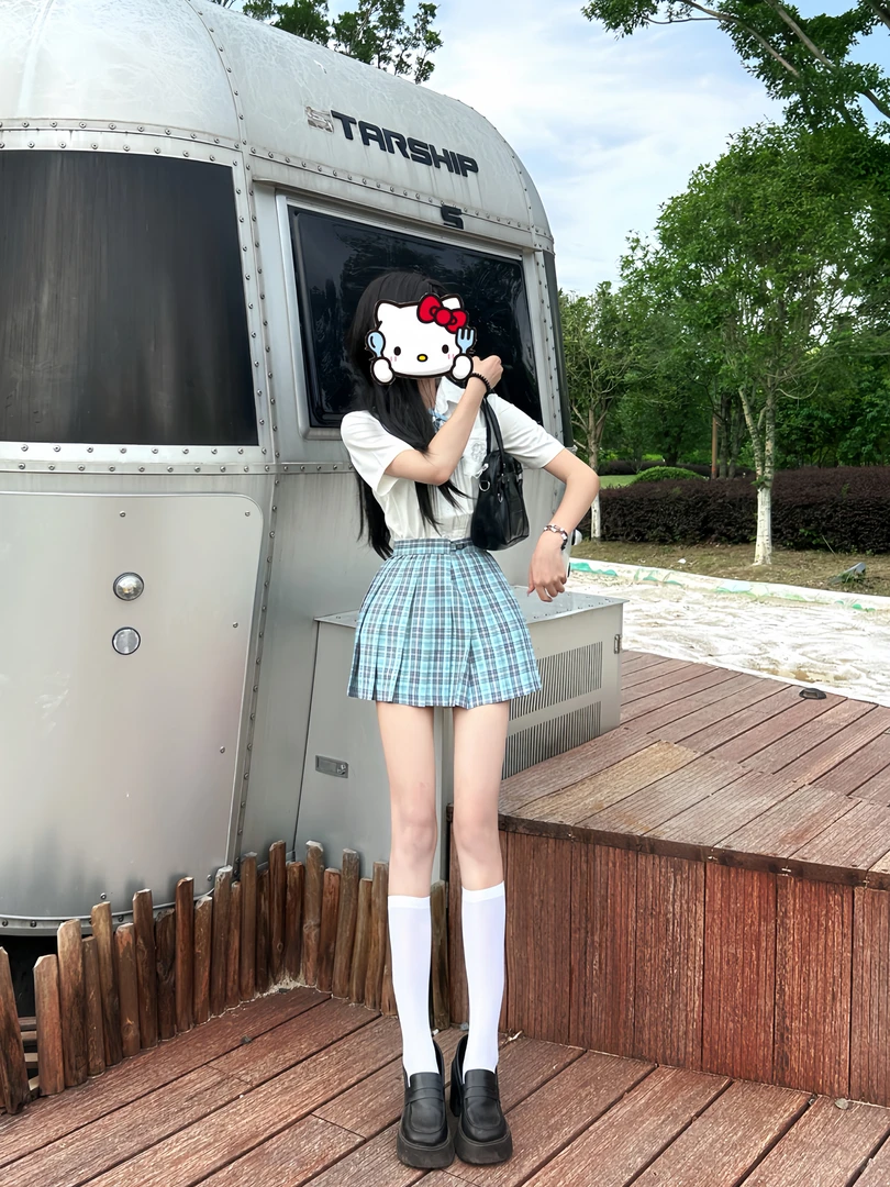 火星jk原创套装【小代葱】格裙制服jk裙日系校供感小奈中短袖衬衫女