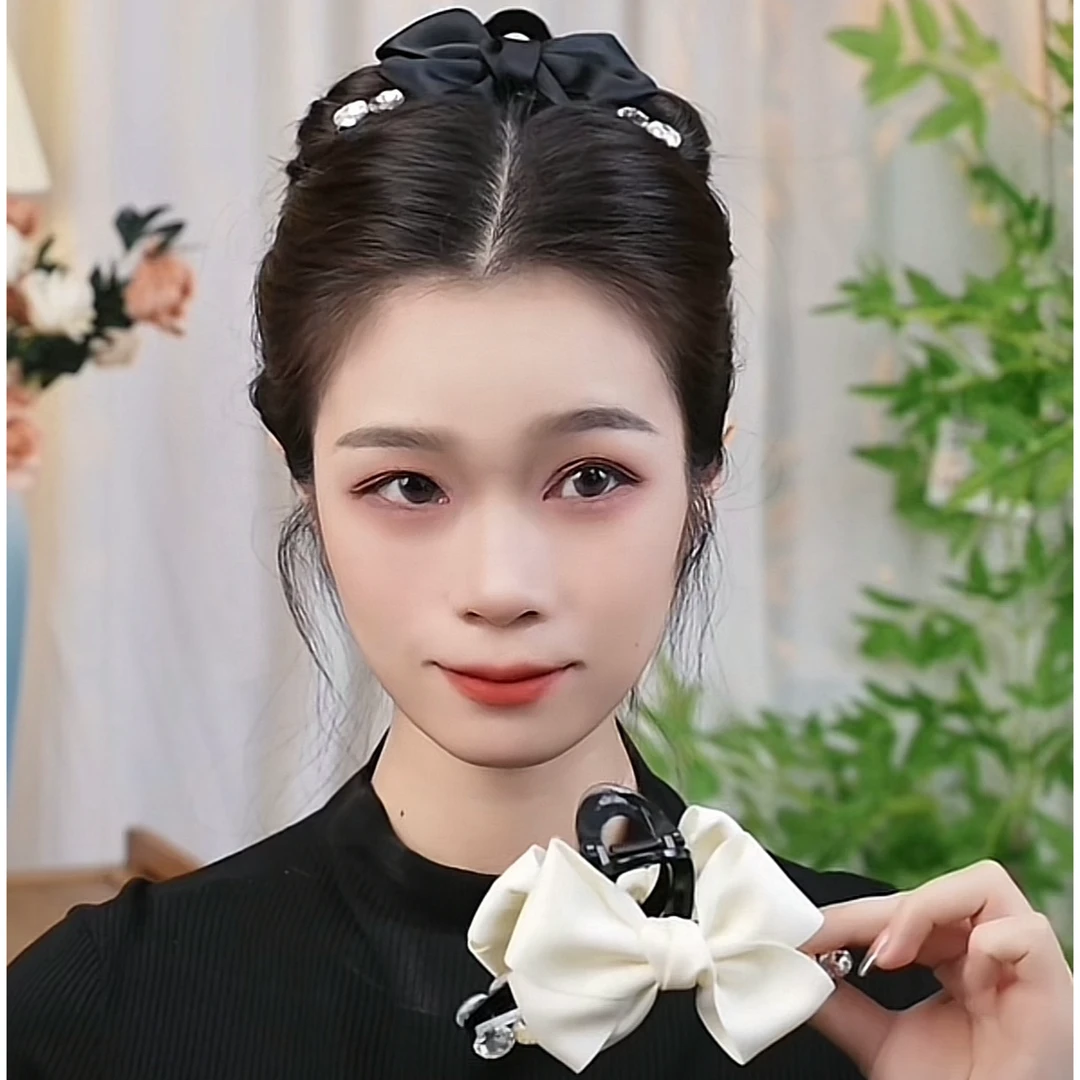 蝴蝶结发夹女2024新款后脑勺盘发抓夹高级感高端夹子头饰鲨鱼夹