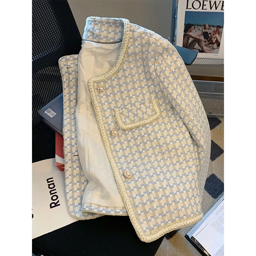 秋冬新款小香风毛呢外套女短款高级感复古气质名媛上衣法式小众