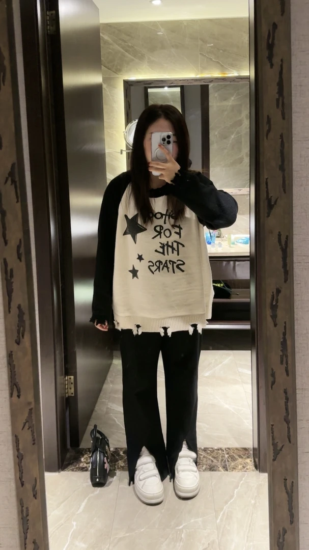 加绒开叉裤拖地裤长裤胖mm可穿200斤休闲百搭黑色印花时尚秋冬