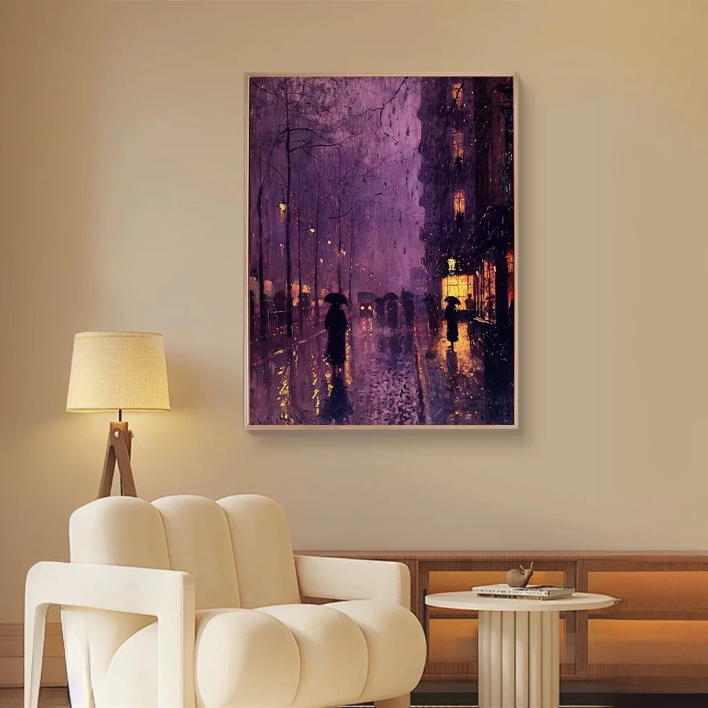 紫色咖啡馆|数字油画diy真心易遮盖六代颜料填涂色礼物油彩装饰画