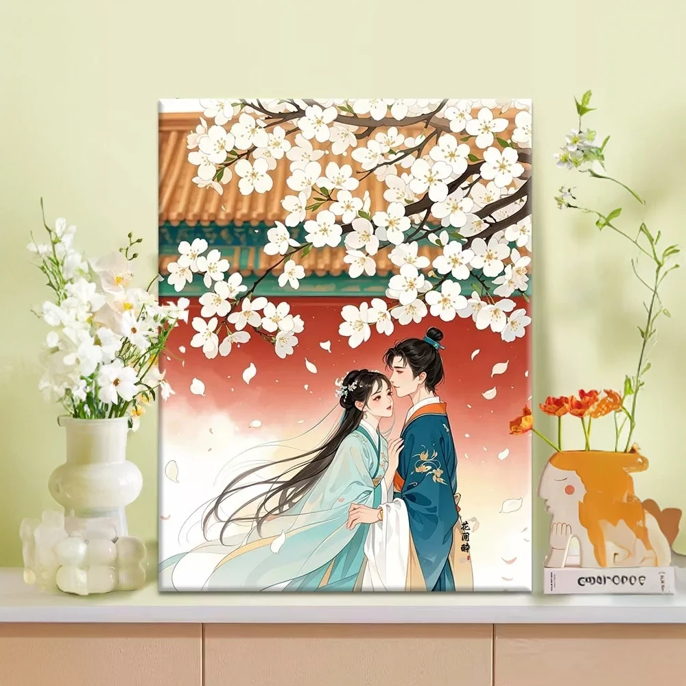 七夕相会|数字油画diy真心易遮盖六代颜料填色涂色礼物油彩装饰画