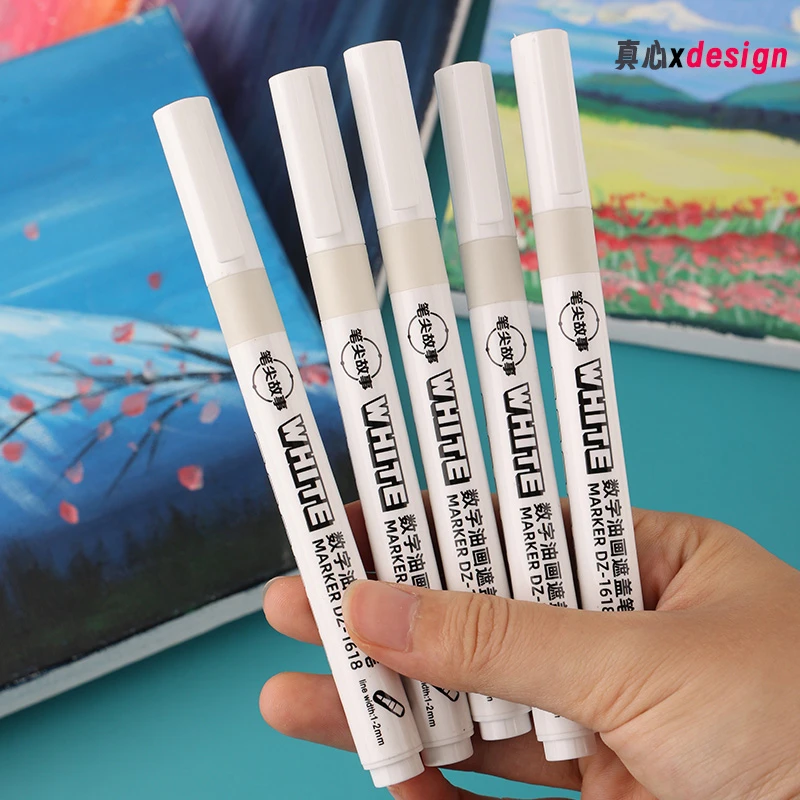 遮盖笔|数字油画diy白色记号笔绘画涂鸦数字遮盖笔书写防水记号笔