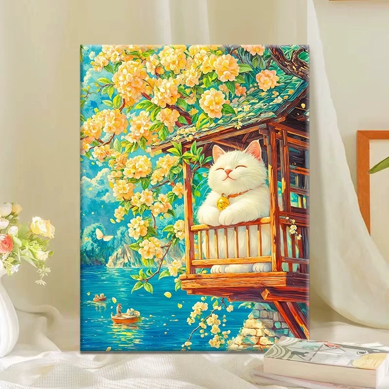 有梦想的喵|数字油画diy真心遮盖六代颜料填色手绘礼物油彩装饰画