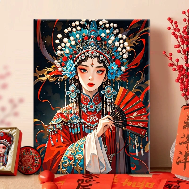 戏曲女郎|数字油画diy真心遮盖六代颜料填涂色手绘礼物油彩装饰画