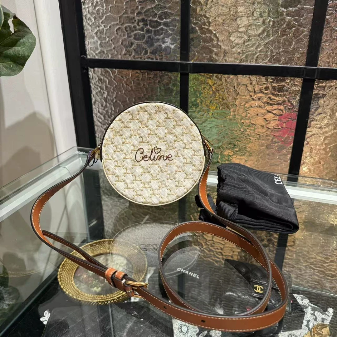 95新 Celine/思琳 Celine老花圆饼斜挎包 24100009-14
