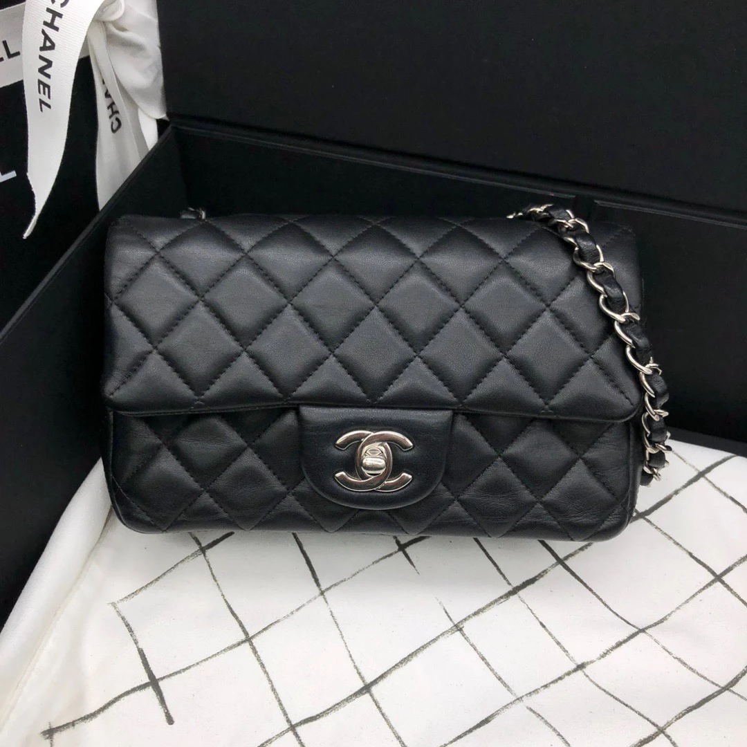 95新 Chanel/香奈儿 chanel黑银大mini 25030146-03