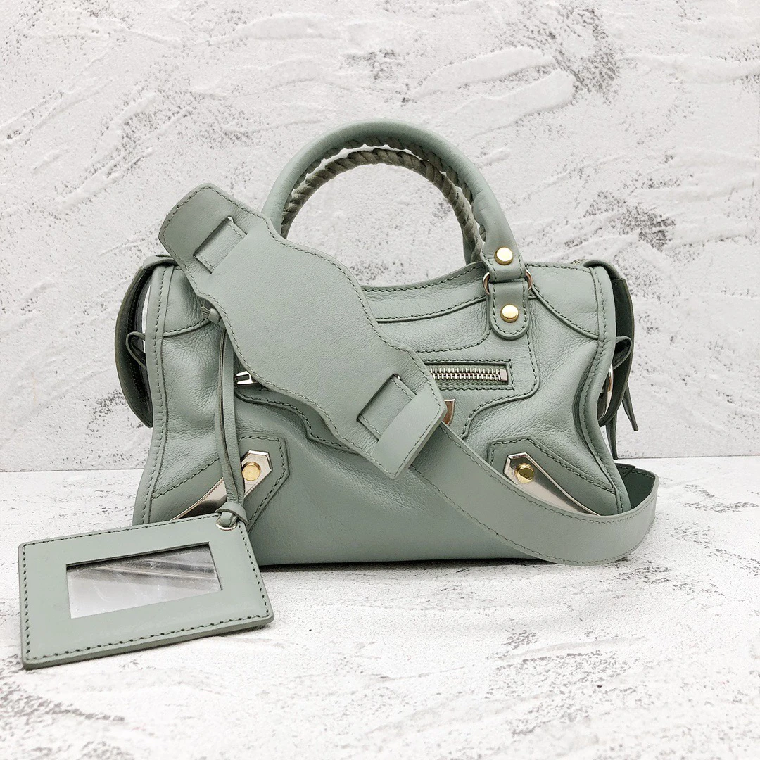 95新 Balenciaga/巴黎世家 巴黎世家淡蓝色mini机车包23120131-01