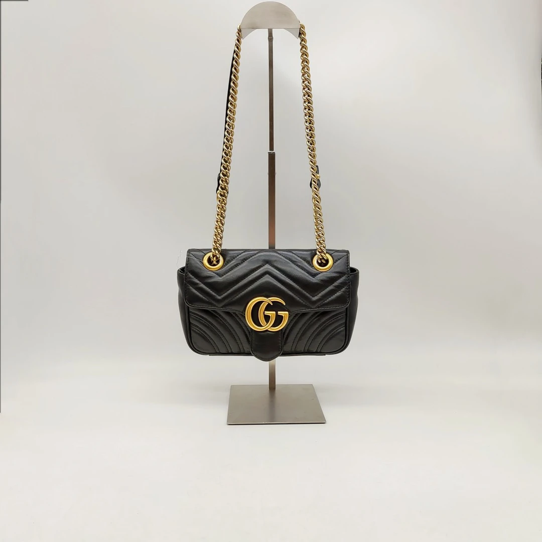 95新 GUCCI/古驰 Gucci黑金马蒙22斜挎包23060126-02