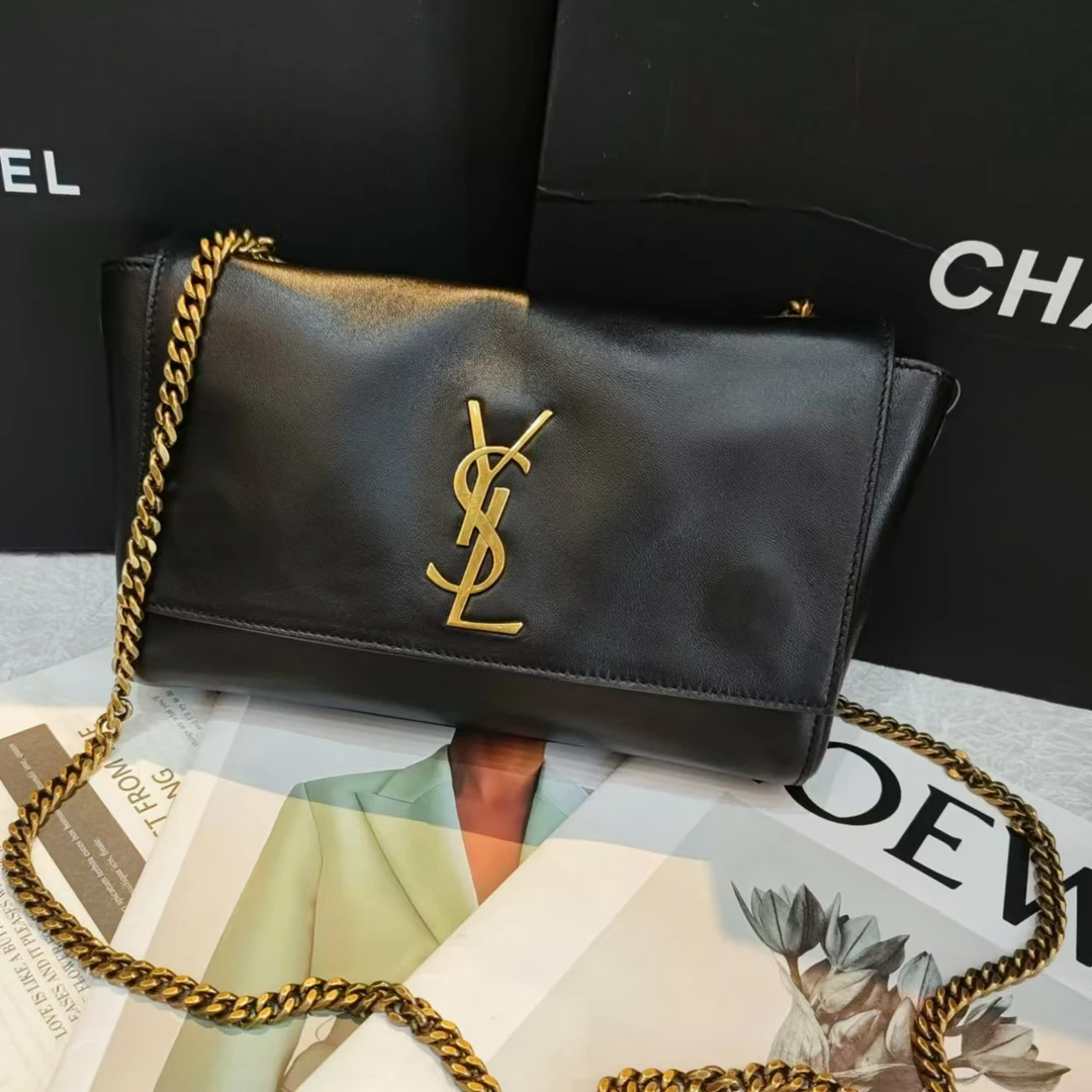 95新 YSL/圣罗兰 YSL黑金双面斜挎包24020026-05