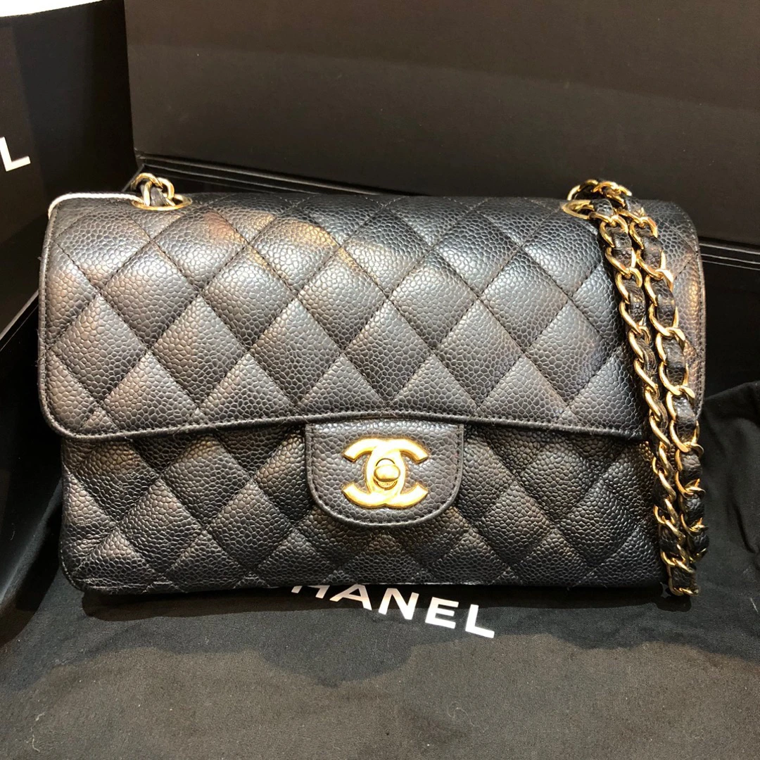 95新 Chanel/香奈儿 Chanel黑金小号荔枝皮cf（拆单1）
