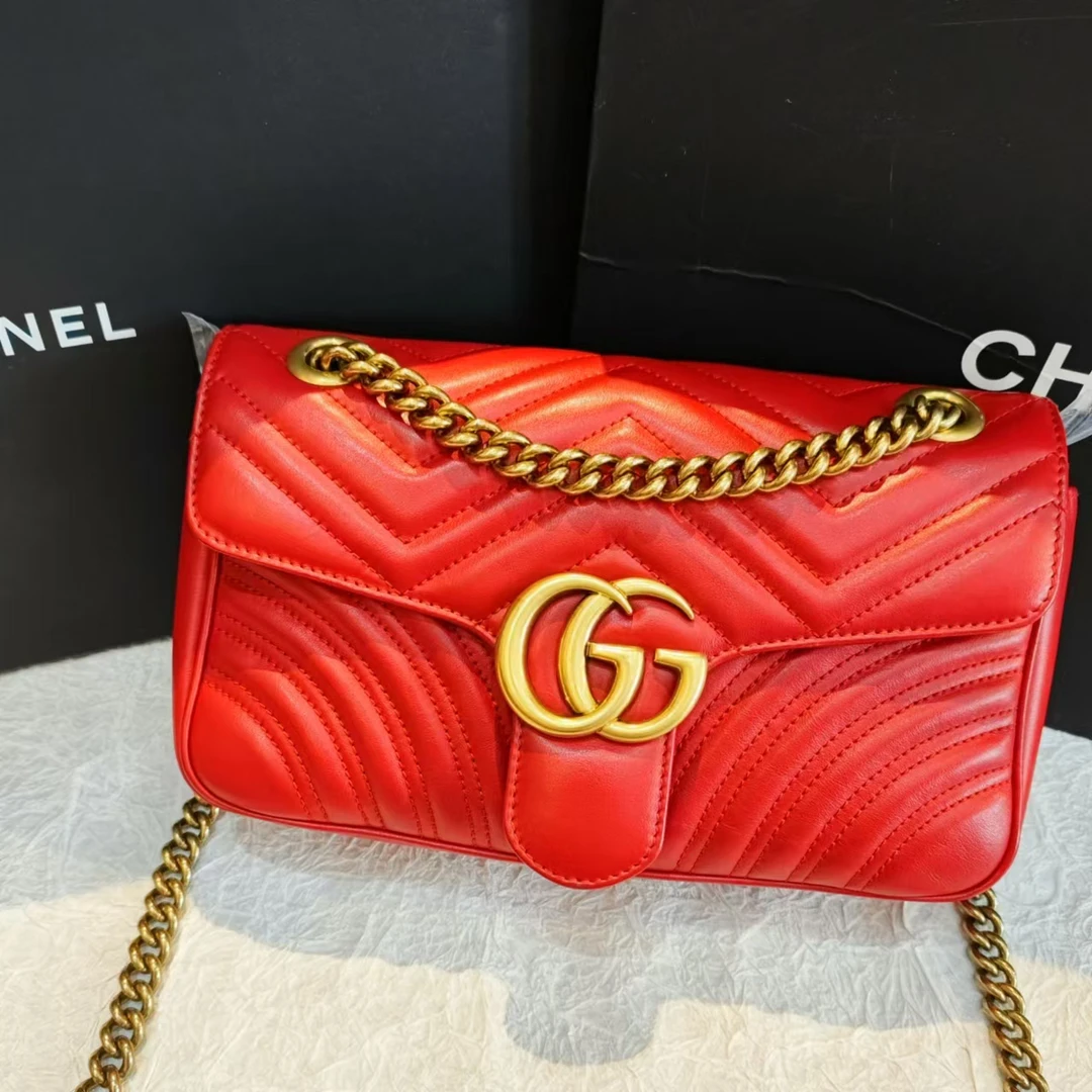 95新 GUCCI/古驰 包展专属 Gucci红金26马蒙斜挎包