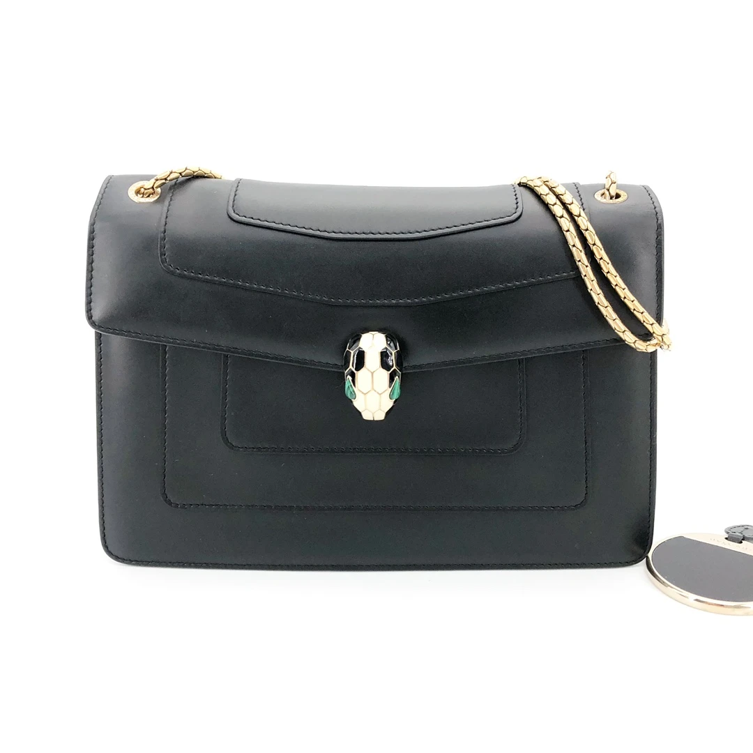 95新 BVLGARI/宝格丽 宝格丽黑色蛇头包24100010-01