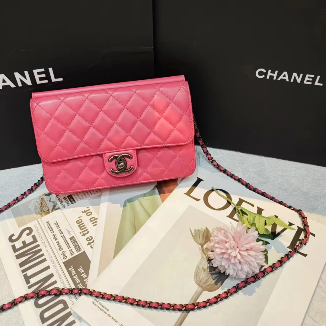 95新 Chanel/香奈儿 Chanel 玫红色链条包21080115-05