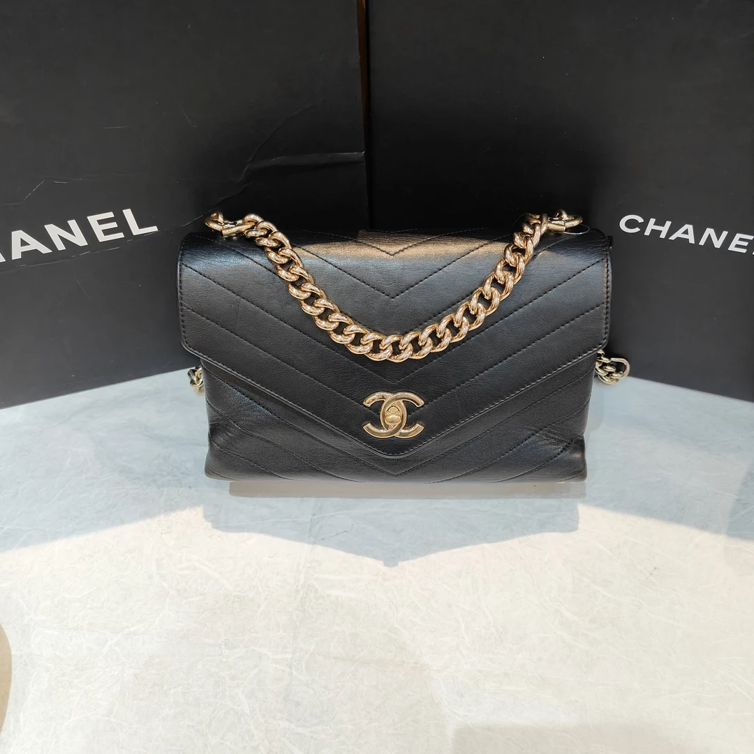 95新 Chanel/香奈儿 Chanel 黑金信封斜挎包 24070128-04