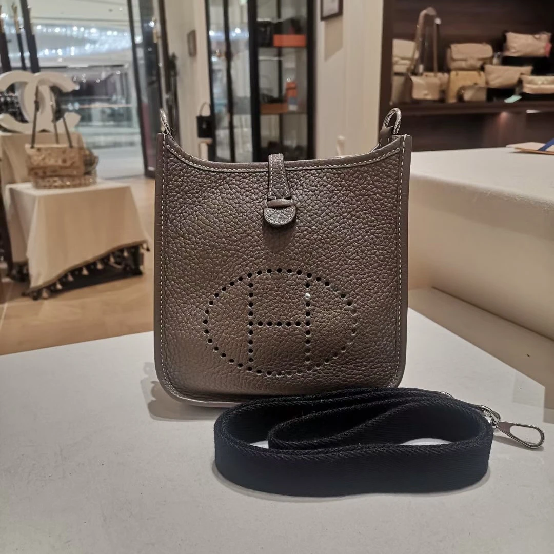 95新 Hermes/爱马仕 爱马仕灰色伊芙琳斜挎包24090112-02