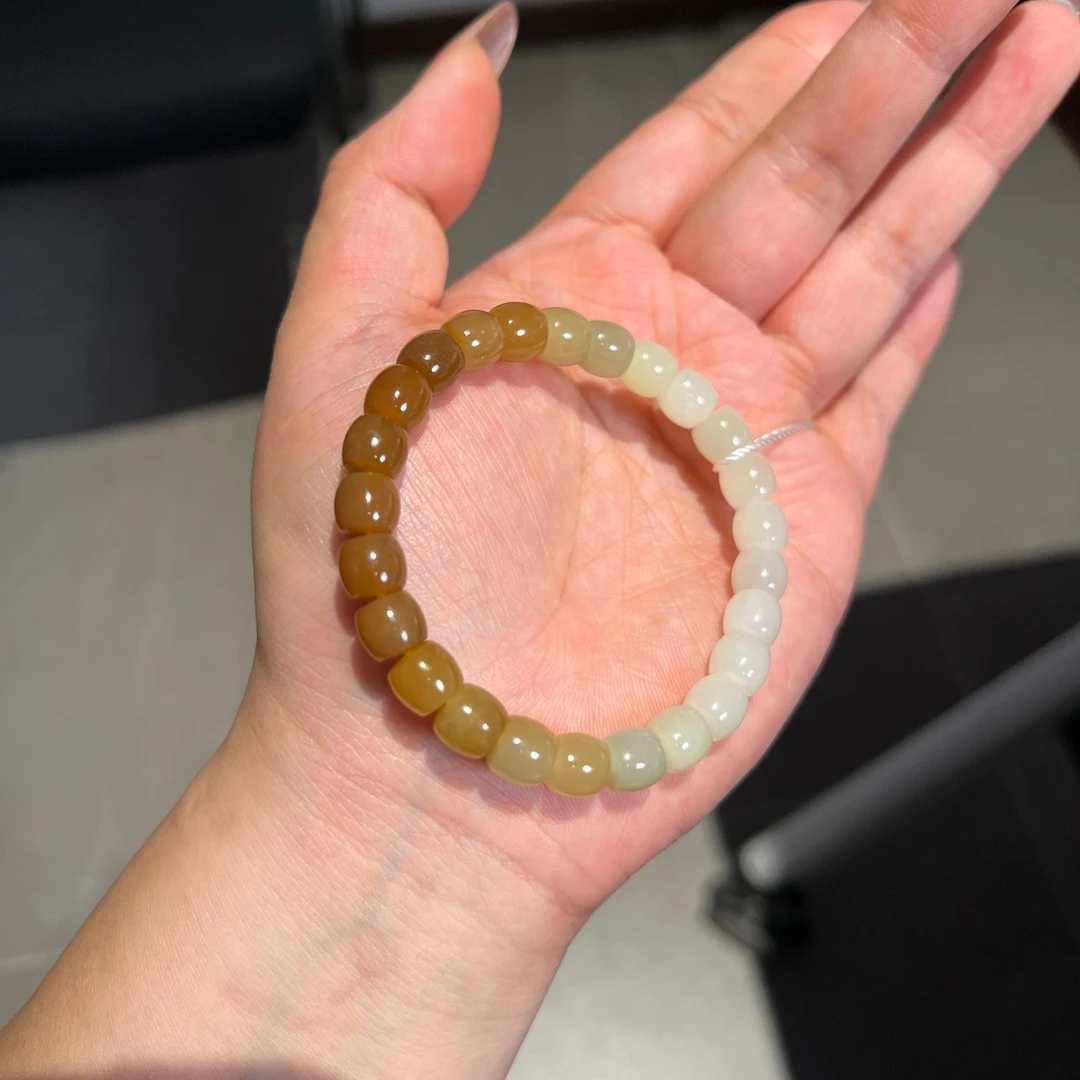 和田玉手串 糖白