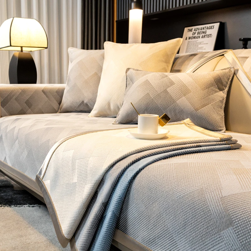 【几何幻影】高档现代四季雪尼尔沙发垫坐垫3座贵妃沙发垫简约