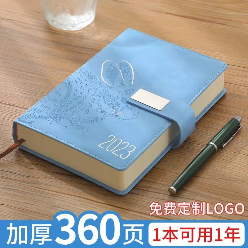 2023新款兔年搭扣笔记本本子学习记事本加厚皮面A5日记本可定制