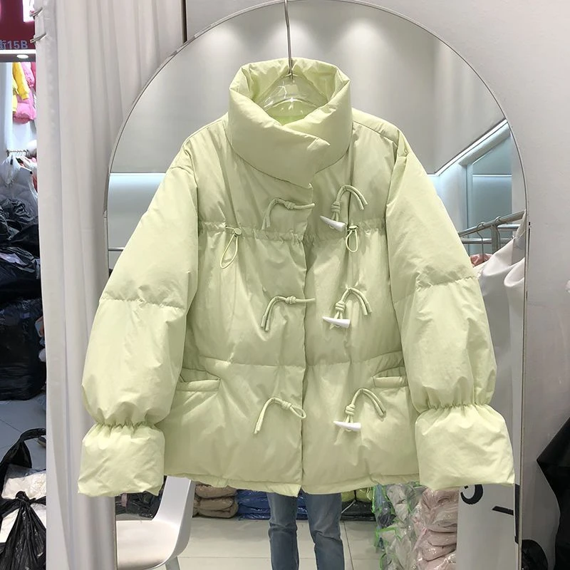 羽绒服新款爆款韩系宽松牛角扣羽绒女士女款短款韩版宽松