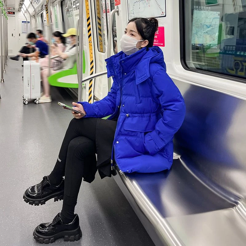 羽绒服新款爆款时尚洋气羽绒中长款女士女款士宽松抽绳收