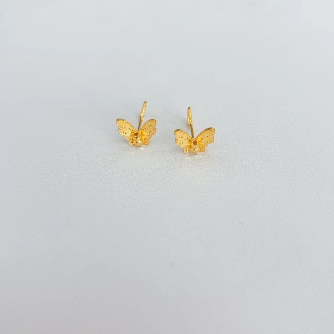 足金蝴蝶耳饰5G工艺