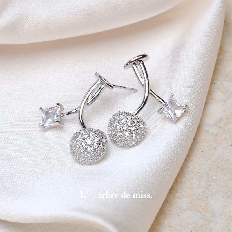 铜合金合成锆石耳饰 S925樱桃镶钻耳钉