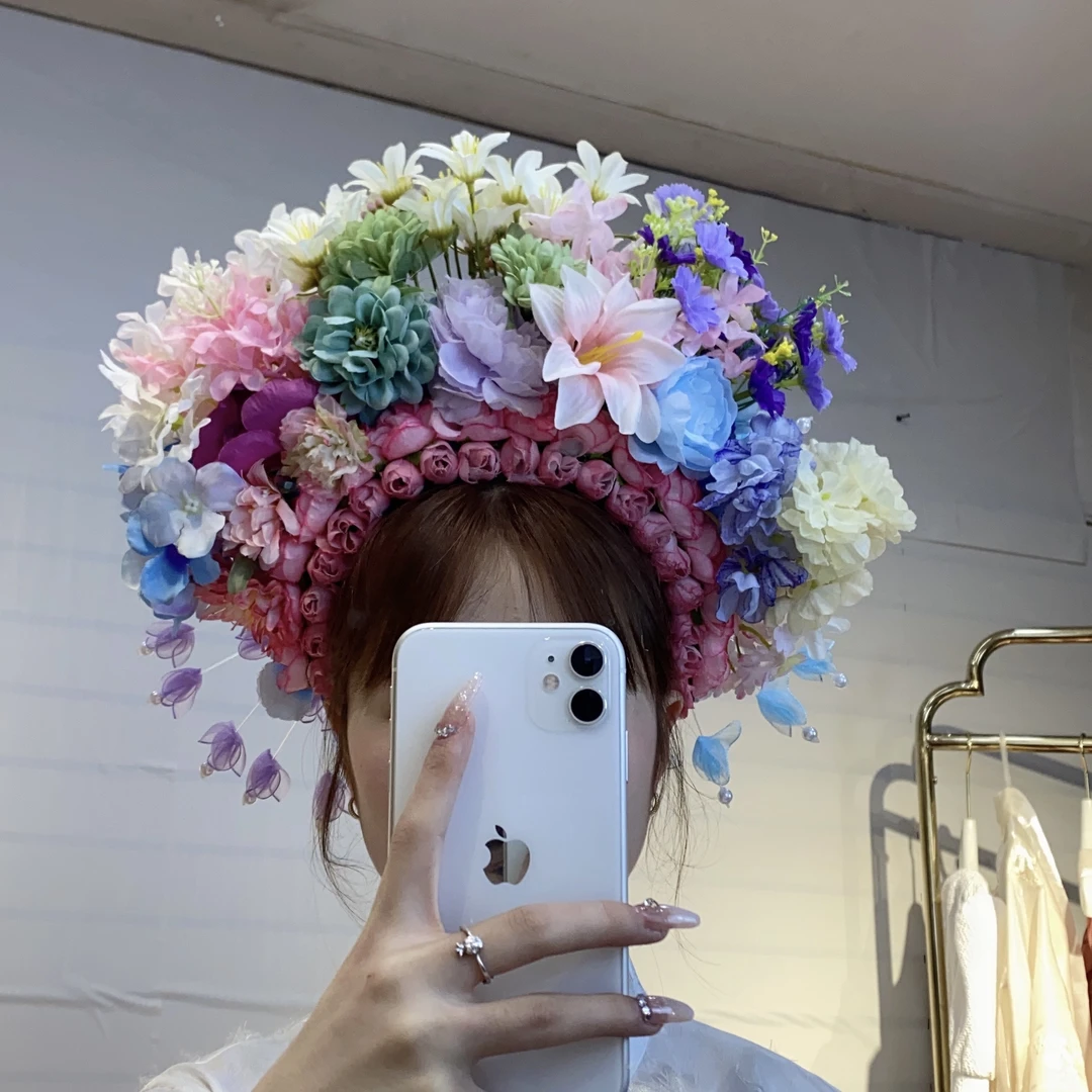 泉州蟳埔女浔埔女高颜值爆款仿真花一体式手工新款簪花发饰发簪