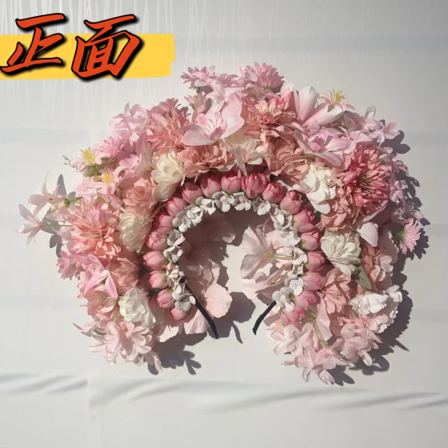 儿童泉州头饰簪花汉服花环绢花手工民族发饰拍摄花朵发箍写真