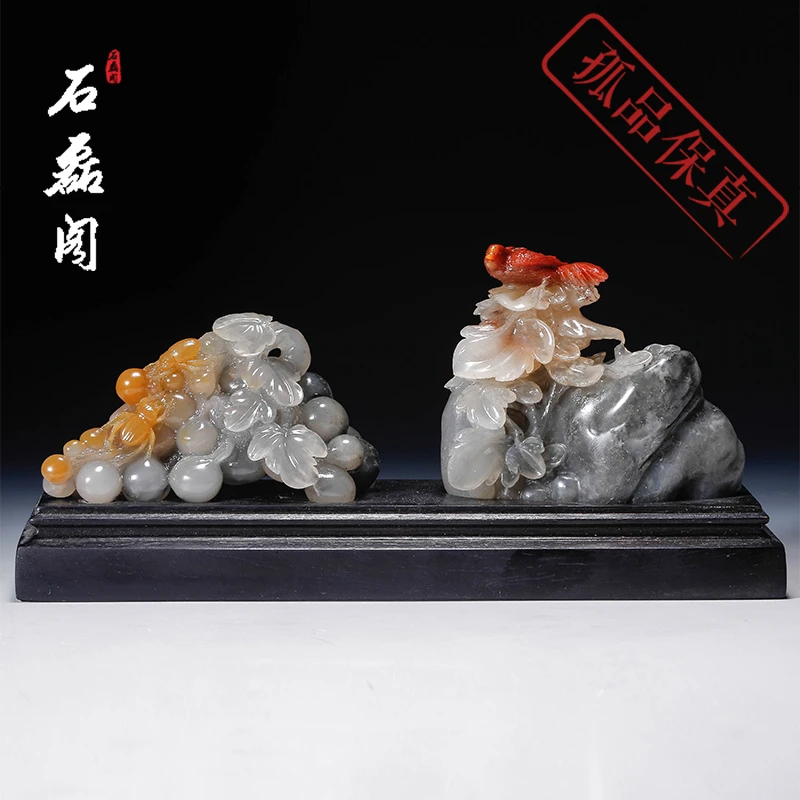 寿山 鸡母窝高山石 摆件《硕果累累》金石篆刻 精品石料 手工雕刻