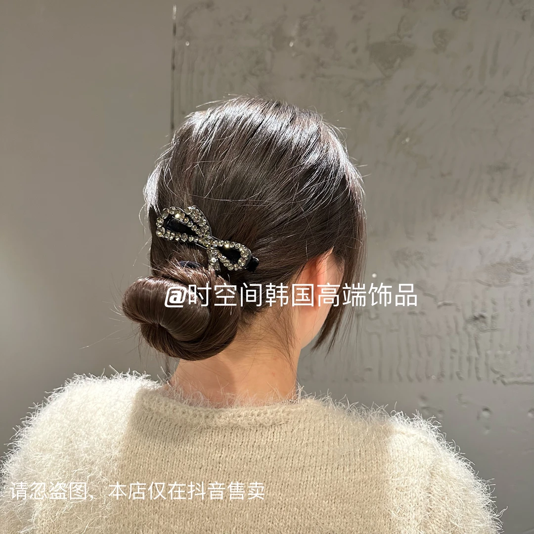【上新】韩国超轻奢高级施家大钻蝴蝶结飘带鸭嘴夹碎发夹刘海夹法式