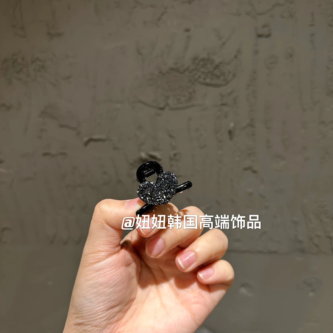 【上新】韩国轻奢高级精致纯手工施家砂糖钻爱心小顶夹刘海夹碎发夹