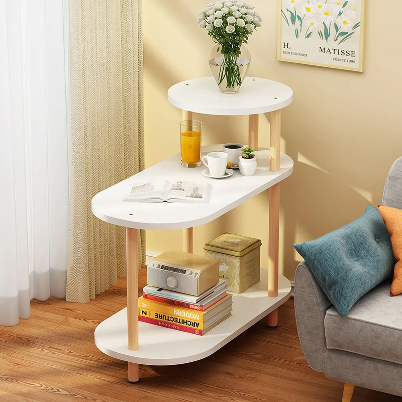 边几角几落地客厅家用卧室简约现代北欧茶几小桌子多层圆形置物架