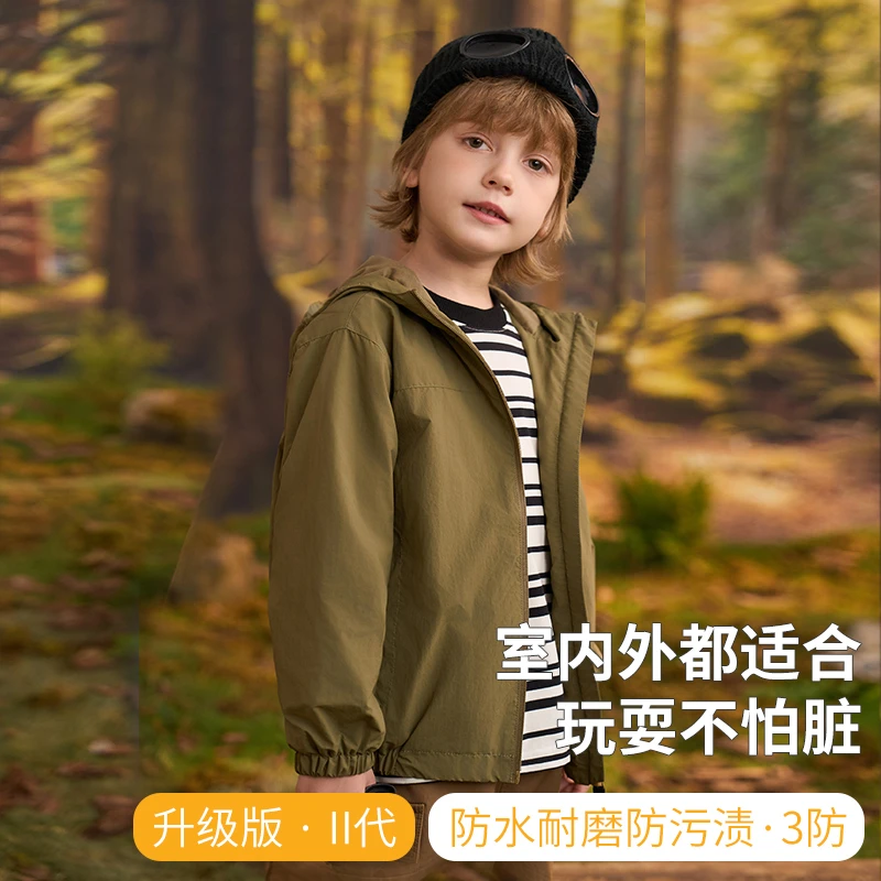 CAT INN儿童防泼防风夹克衫户外休闲防水舒适时尚中大童秋冬连帽