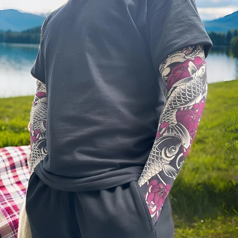 防紫外线男女纹身冰袖透气夏天薄款防晒袖套冰丝袖套宽松舒适凉爽