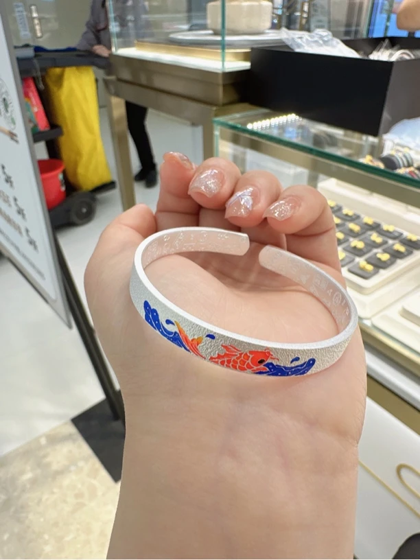 足银手镯 足银对口❤️内壁吉言手镯鱼款
