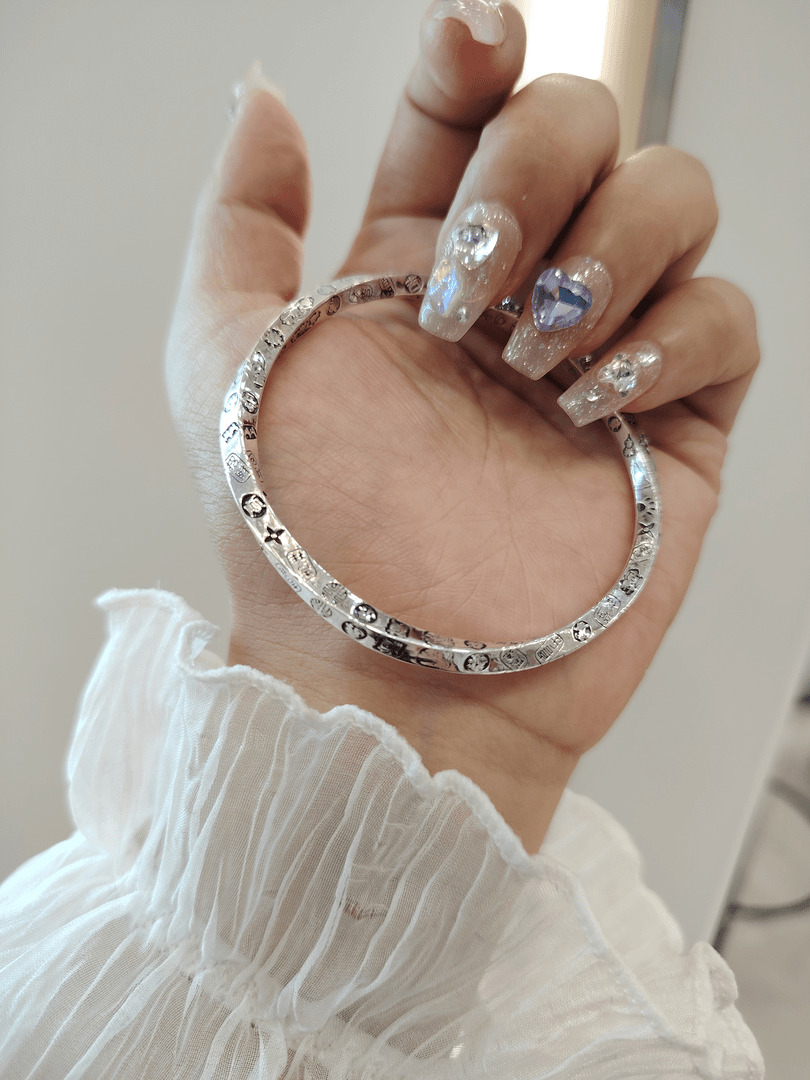 足银手镯 足银做旧对口莫比乌斯带吉言手镯