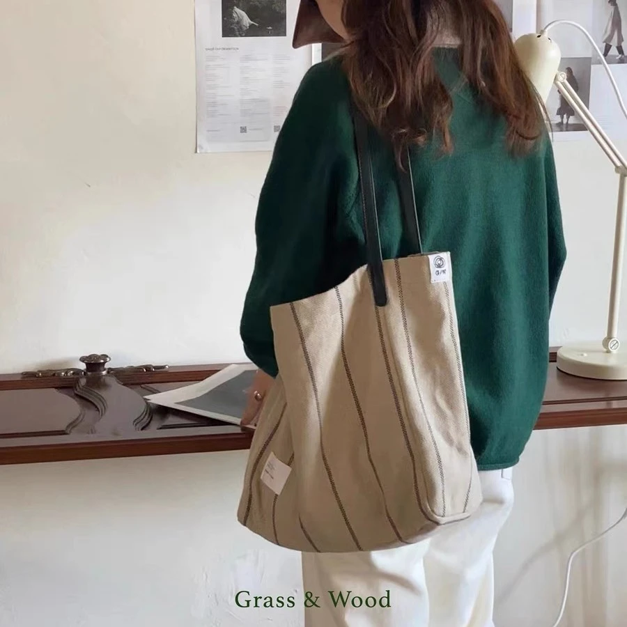 Grass&Wood棉麻托特包法式大容量百搭单肩包时尚简约随性
