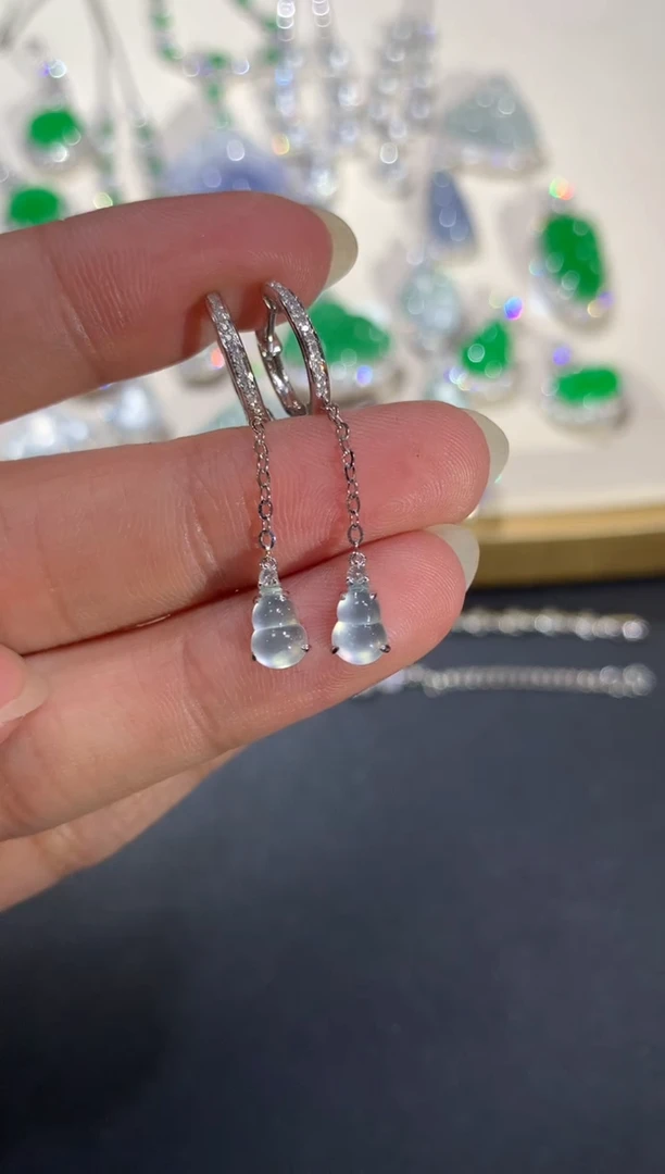 【闪购商品】翡翠耳饰18K金镶嵌A403|2980（多样性发其一）