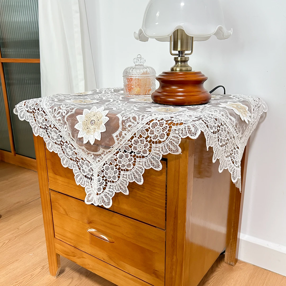 空调防尘布床头柜盖布饮水机小家电蕾丝防尘盖布防尘罩桌布茶几布