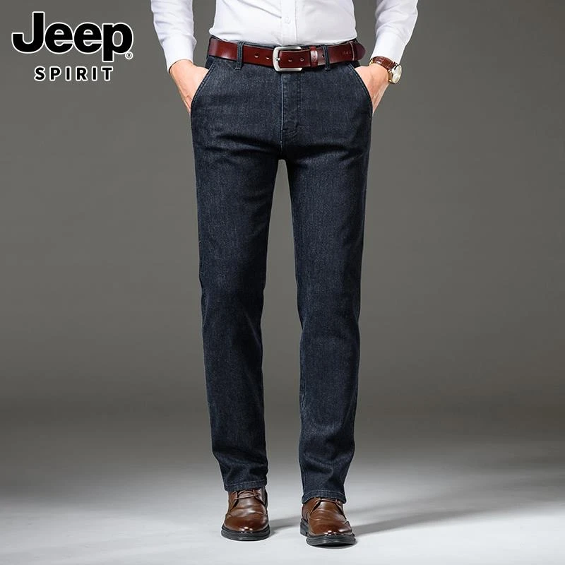 Jeep吉普牛仔裤男士秋季潮牌百搭宽松直筒大码商务休闲长裤子男裤