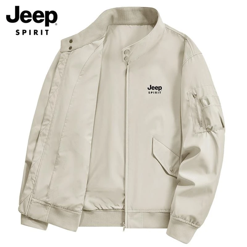 Jeep吉普男士夹克春秋季美式复古上衣宽松防风休闲立领百搭外套男