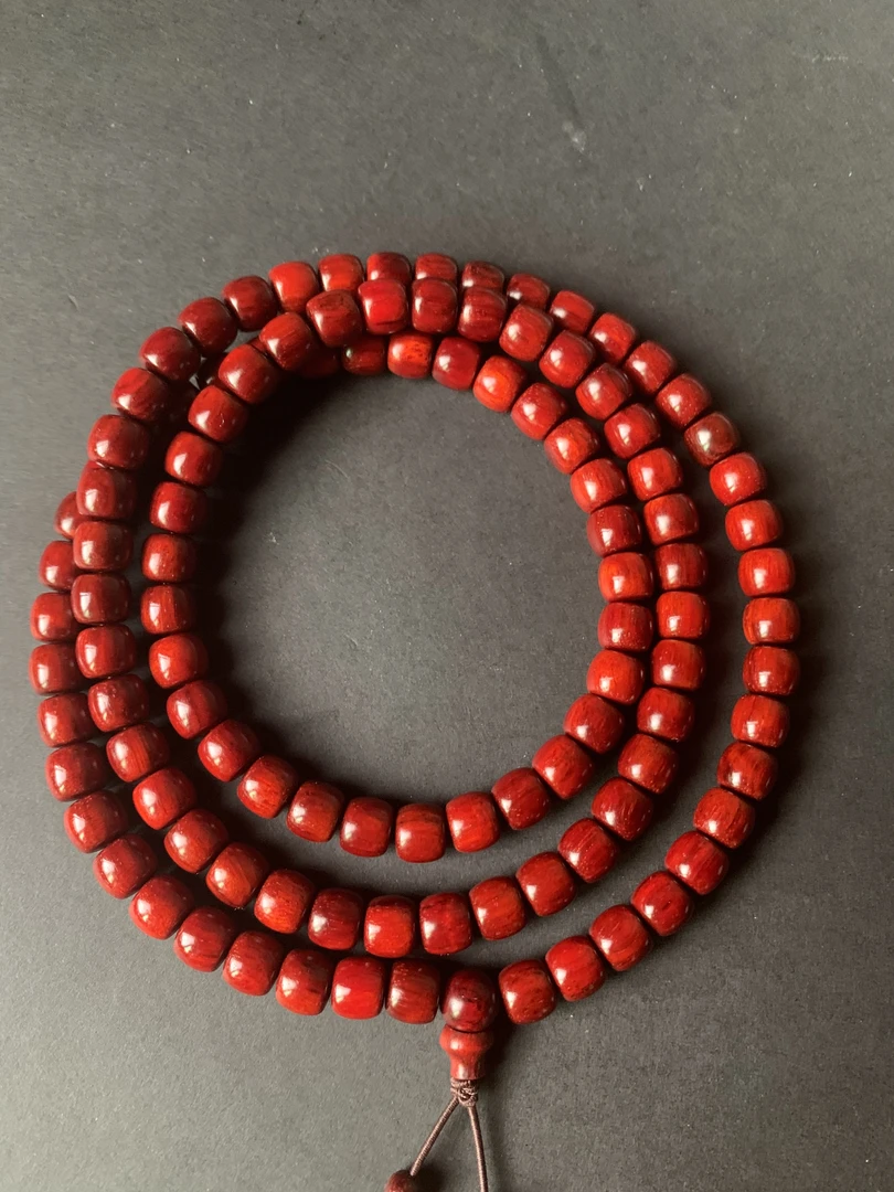 正宗印度小叶紫檀7/8高油密泥料108颗手链檀香紫檀