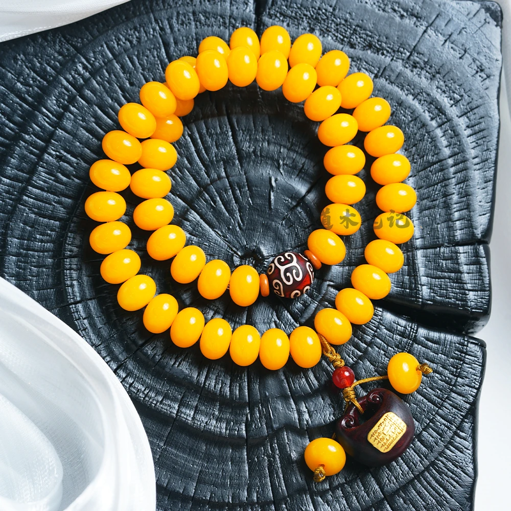 道木文玩  黄菩提双圈 小锁8*10 手串 原创设计