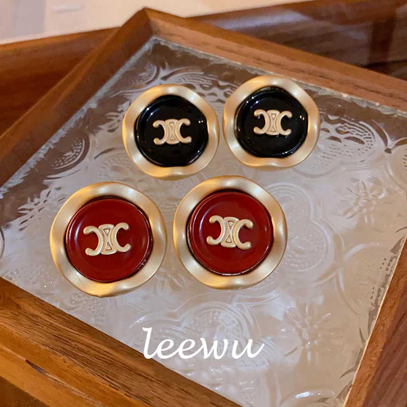 铜合金耳饰 百搭时尚【中古优雅凯旋门】简约设计感耳环滴釉小众