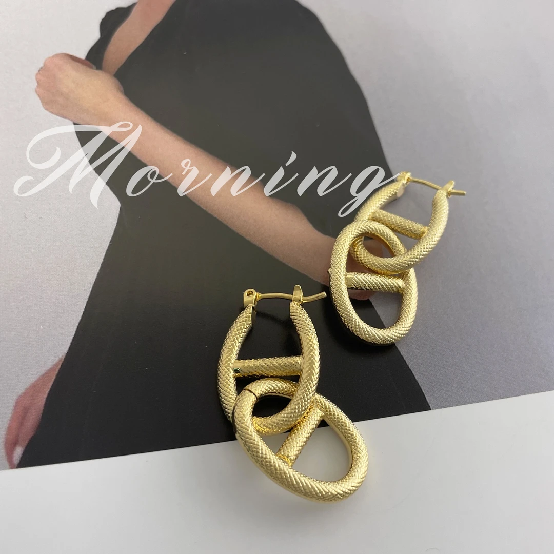 铜合金耳饰 【北欧钢港湾】气质轻奢时尚百搭复古编织简约圈圈耳环