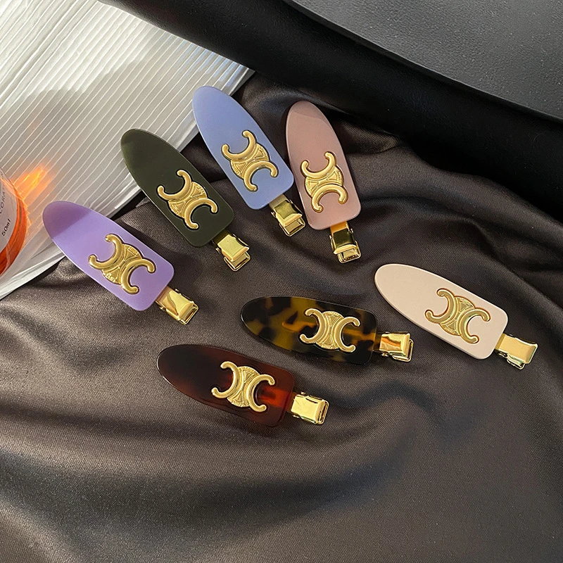 凯旋门醋酸字母彩色无痕夹发夹少女发饰新款可爱刘海边夹夹子头饰